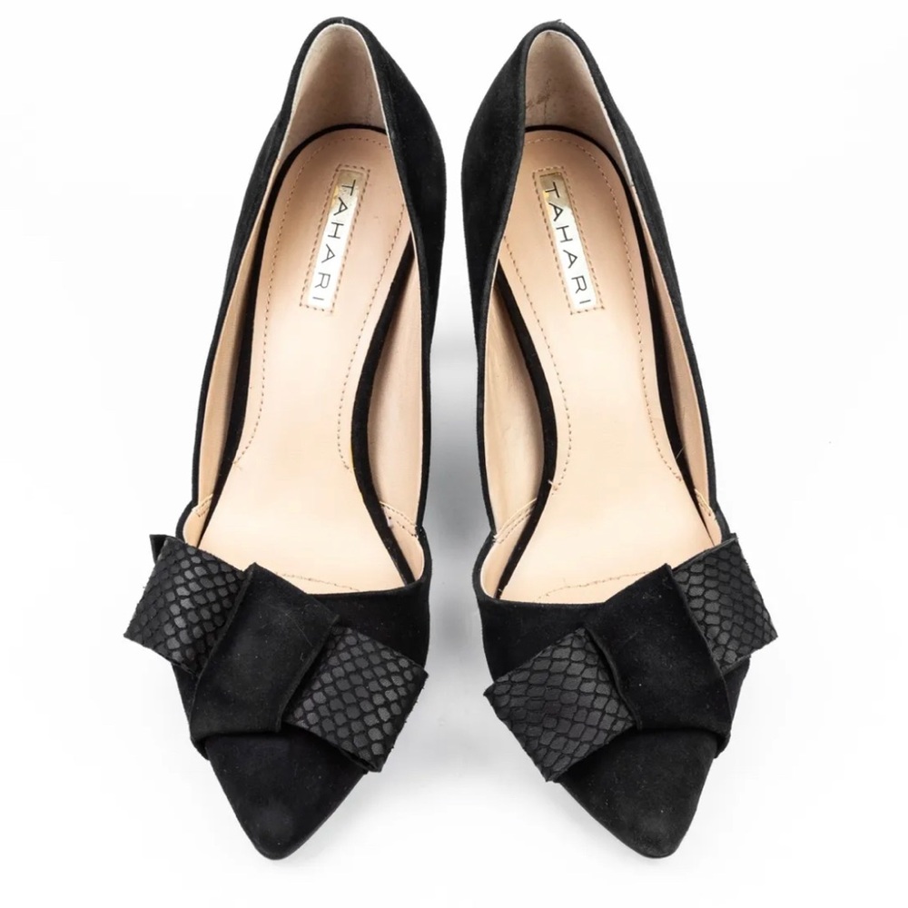 Black Tahari bow detail heels